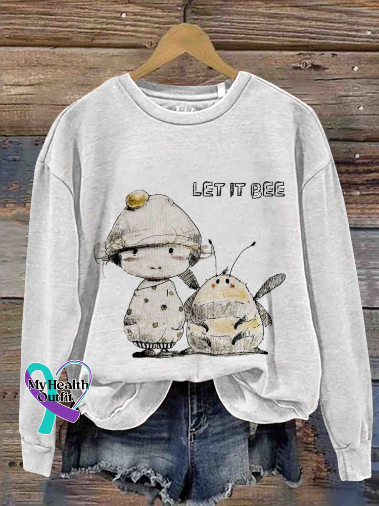 Let It Bee Art Casual Sweatshirt White / S