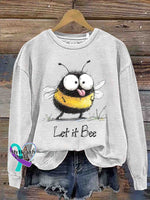 Let It Bee Art Casual Sweatshirt White / S