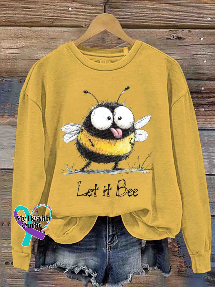 Let It Bee Art Casual Sweatshirt Yellow / S