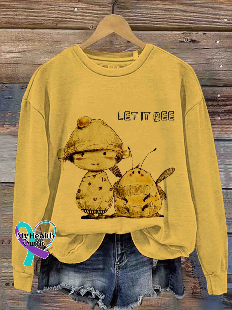 Let It Bee Art Casual Sweatshirt Yellow / S