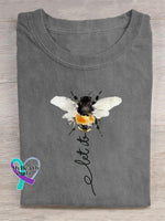 Let It Bee Art Print Casual Cotton T-shirt Grey / S