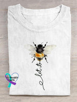 Let It Bee Art Print Casual Cotton T-shirt White / S