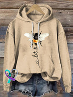 Let It Bee Art Print Casual Hoodie Sweatshirt Sand / S