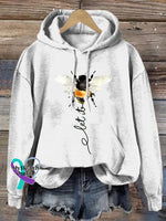 Let It Bee Art Print Casual Hoodie Sweatshirt White / S
