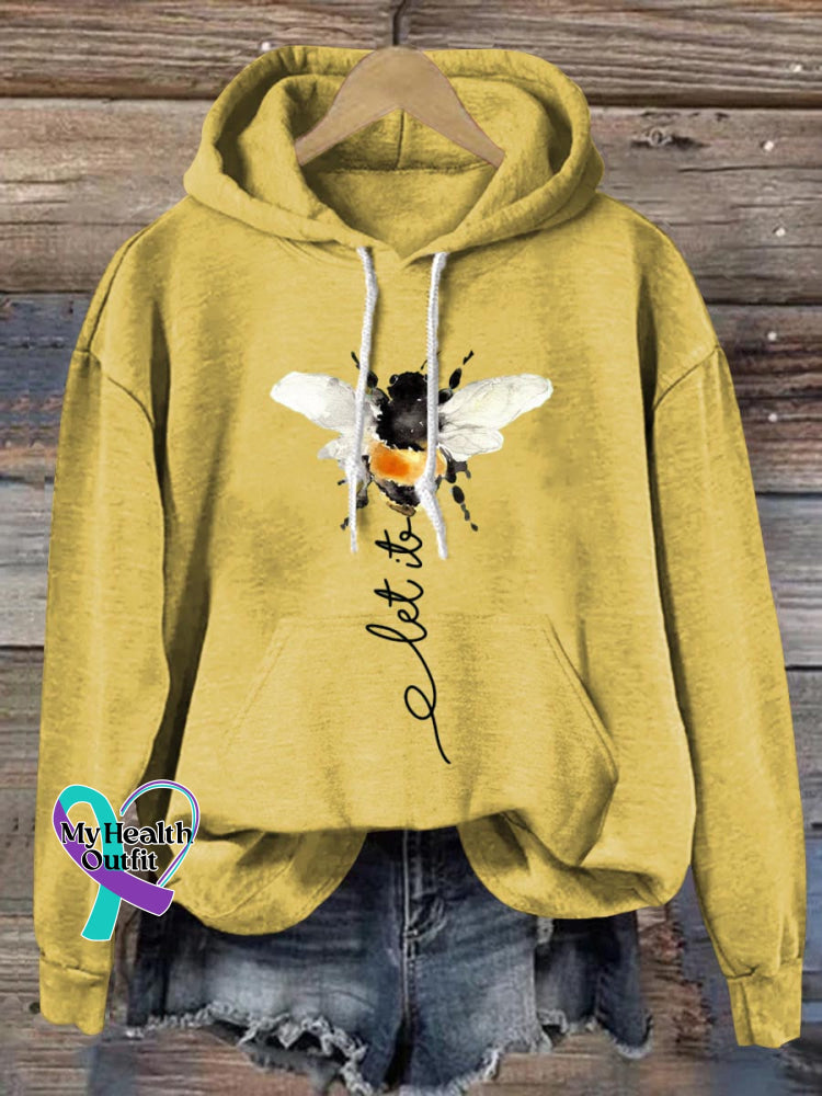 Let It Bee Art Print Casual Hoodie Sweatshirt Yellow / S
