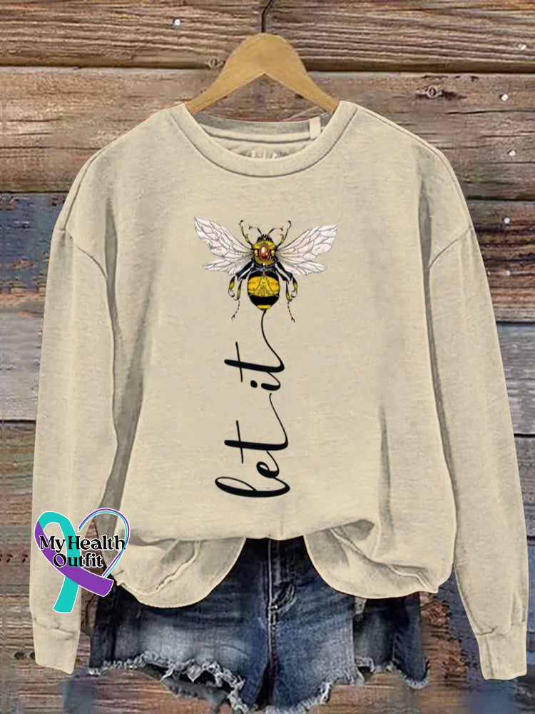 Let It Bee Art Art Vintage Print Casual Sweatshirt Apricot / S