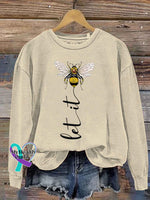 Let It Bee Art Art Vintage Print Casual Sweatshirt Apricot / S