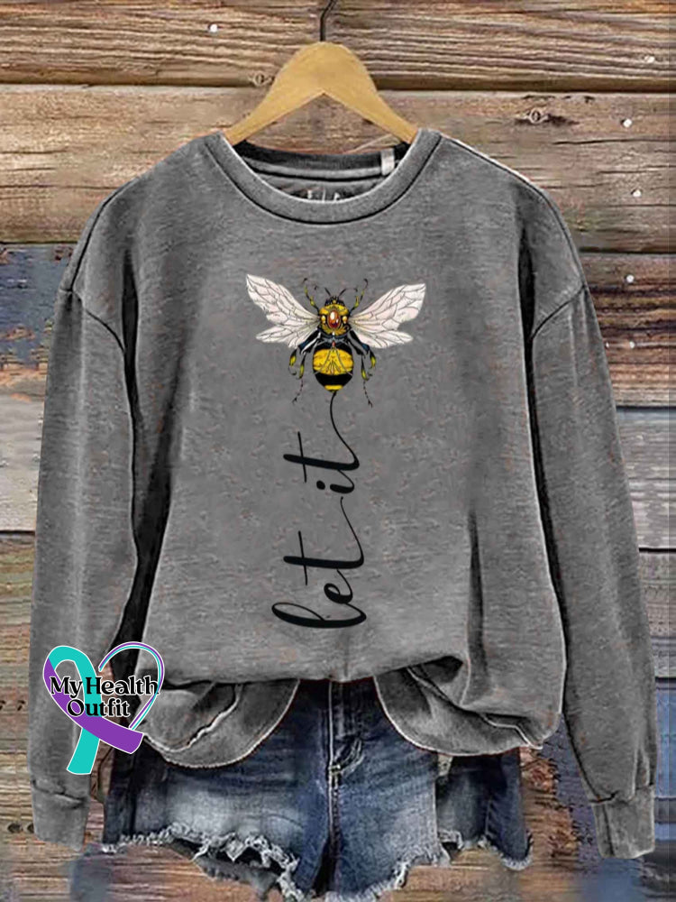 Let It Bee Art Art Vintage Print Casual Sweatshirt Gray / S