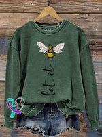 Let It Bee Art Art Vintage Print Casual Sweatshirt Green / S