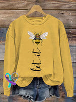 Let It Bee Art Art Vintage Print Casual Sweatshirt Yellow / S