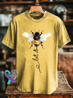 Let It Bee Pattern Art Print Casual Cotton T-shirt Yellow / S