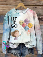 Let It Go Balloon Print Casual Sweatshirt Multicolor / S