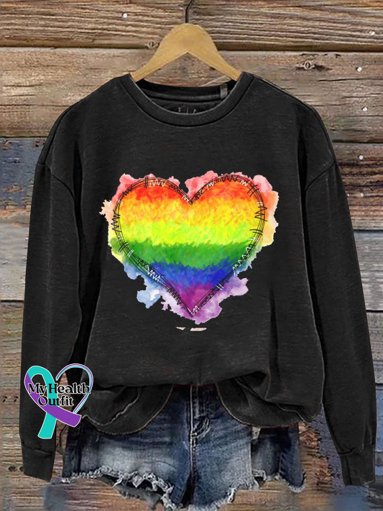 Lgbt Print Casual Sweatshirt Black / S