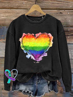 Lgbt Print Casual Sweatshirt Black / S