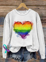 Lgbt Print Casual Sweatshirt White / S