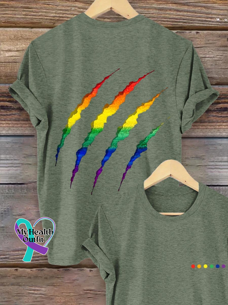 Lgbt Rainbow Gradient Art Print T-Shirt Green / S