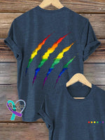 Lgbt Rainbow Gradient Art Print T-Shirt Navy Blue / S