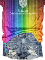 Lgbt Rainbow Gradient Be Yourself Everyone Else Is Already Taken Design Print T-Shirt