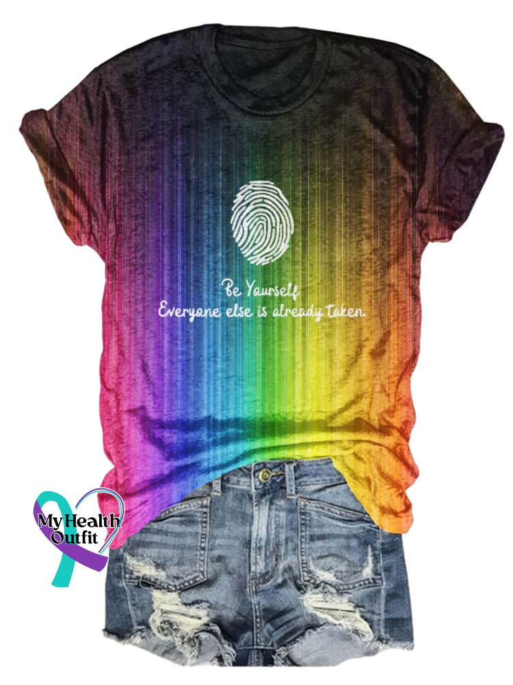 Lgbt Rainbow Gradient Be Yourself Everyone Else Is Already Taken Design Print T-Shirt Muilticolor /