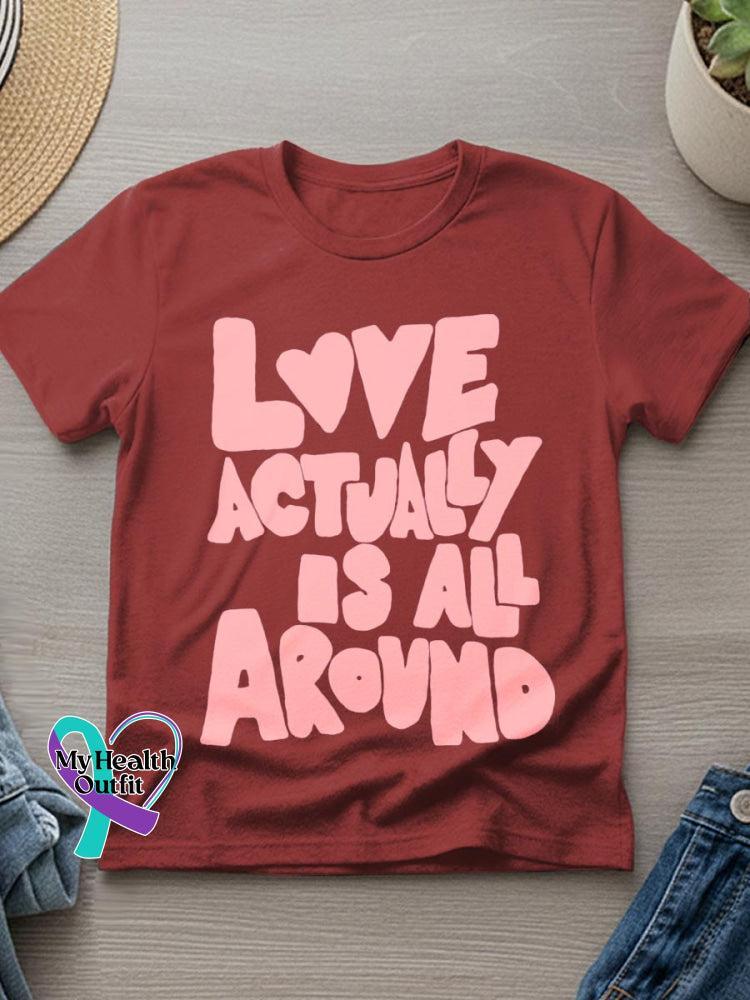 Love Actually Is All Around Art Print T-shirt Red / S