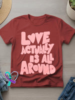 Love Actually Is All Around Art Print T-shirt Red / S