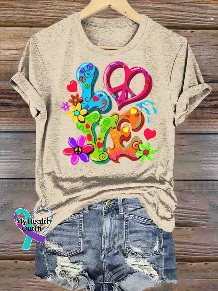 Love and Peace T-shirt Apricot / S