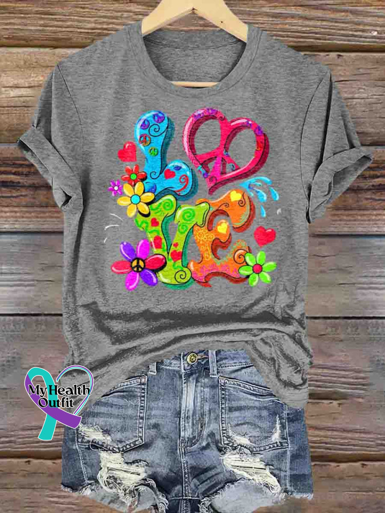 Love and Peace T-shirt Gray / S