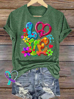 Love and Peace T-shirt Green / S