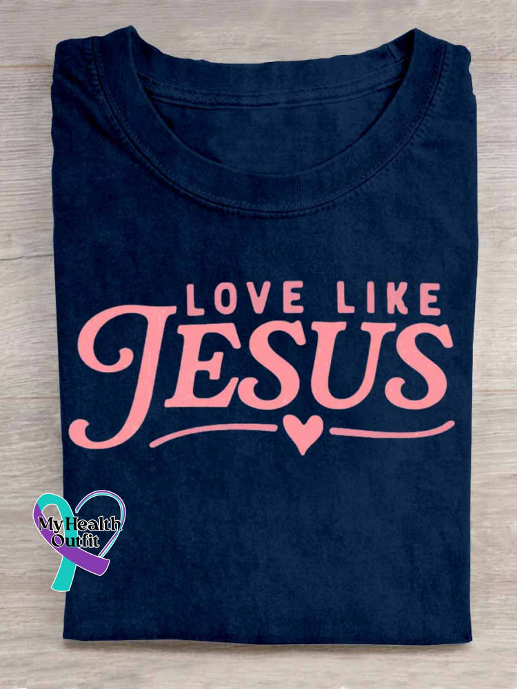 Love Like Jesus Art Print T shirt Blue / S