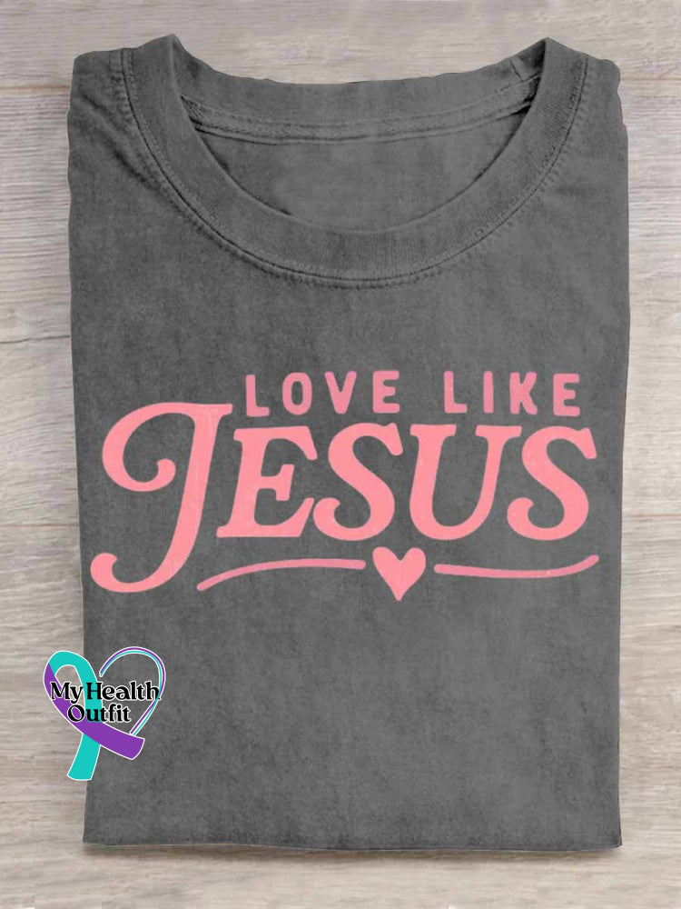 Love Like Jesus Art Print T shirt Grey / S