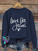 Love Like Jesus Vintage Art V-Neck Print Casual Sweatshirt Blue / S