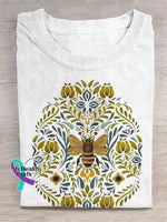 Lovely Bee Art Print Casual Cotton T-shirt White / S