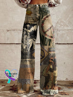Make Love Retro Hippie Print Casual Wide Leg Pants Multicolor / Xs