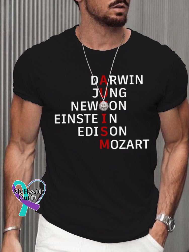 Men’s Autism Awareness Monogram Print T-Shirt Black / S