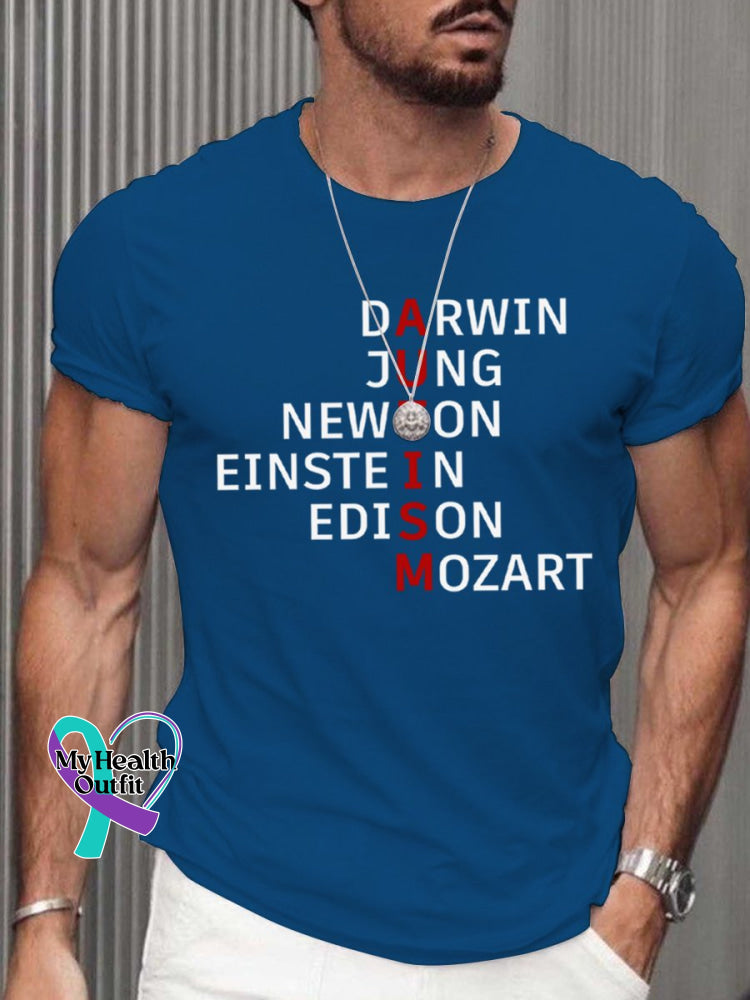 Men’s Autism Awareness Monogram Print T-Shirt Blue / S