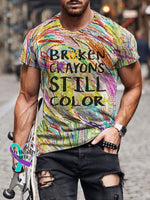 Men’s Broken Crayons Still Color Print Short Sleeve T-Shirt Shortsleeve / S