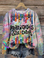 Men’s Broken Crayons Still Color Print Short Sleeve T-Shirt Sweatshirt / S