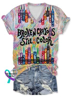 Men’s Broken Crayons Still Color Print Short Sleeve T-Shirt V-Neck / S