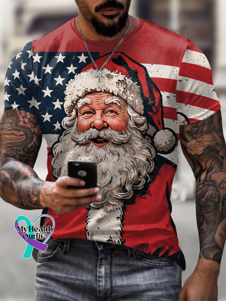 Men’S Christmas Santa Claus Print T-Shirt Picture 1 / S
