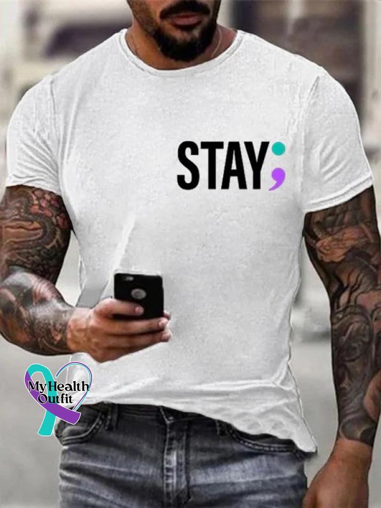 Men’s Stay Be You Do Love For Art Pattern Print Casual T-Shirt