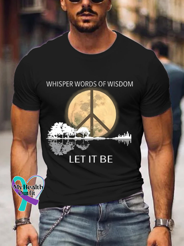 Men’s Whisper Words Of Wisdom Let It Be Art Print Casual T-Shirt Black / S