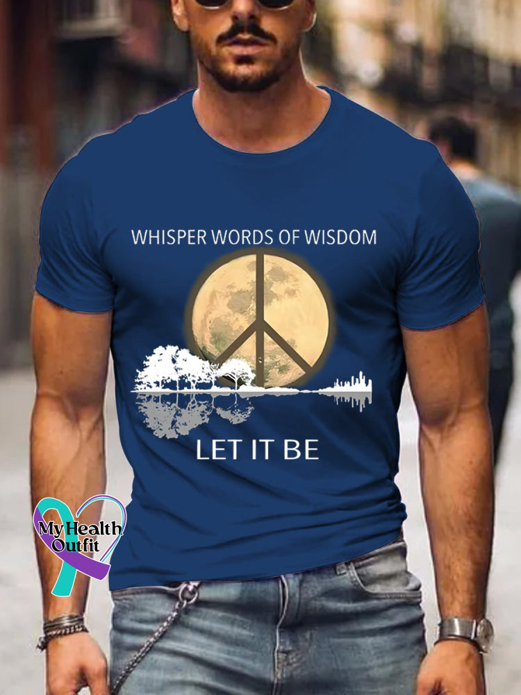 Men’s Whisper Words Of Wisdom Let It Be Art Print Casual T-Shirt Blue / S