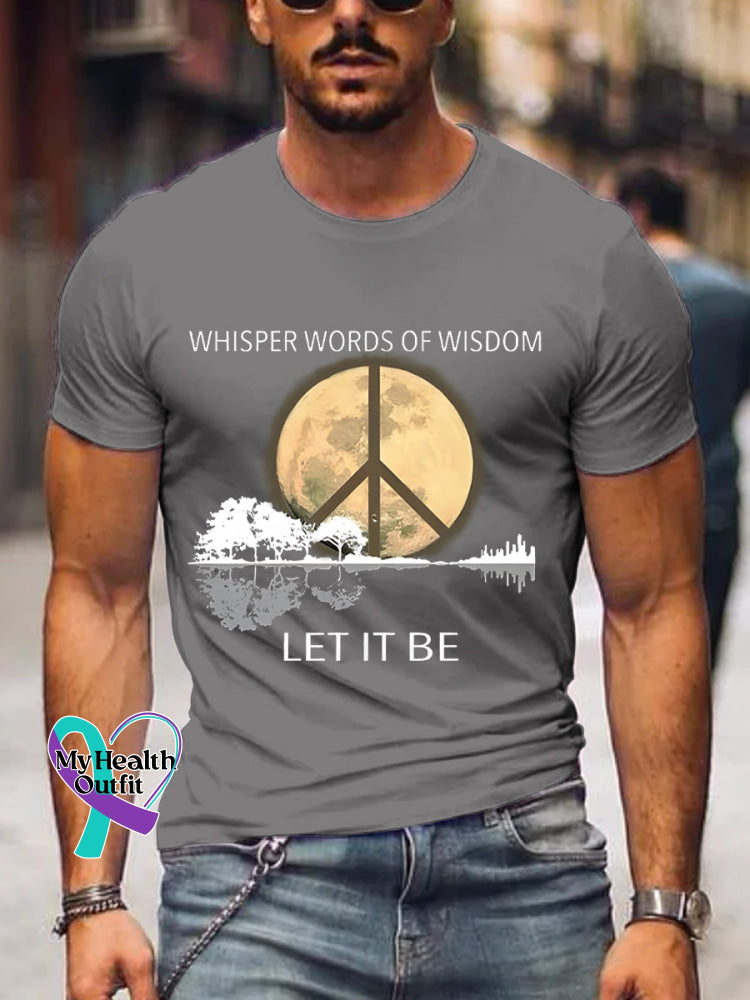 Men’s Whisper Words Of Wisdom Let It Be Art Print Casual T-Shirt Grey / S