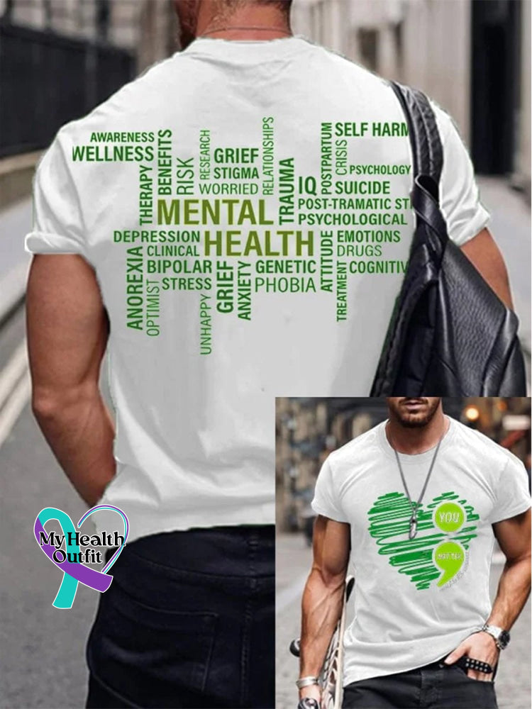 Men’s You Matter Mental Health Awareness Casual Print T-Shirt White / S