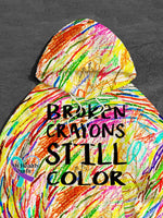 Mental Health Awareness Broken Crayons Still Color Encourage Print Casual Plush Hoodie
