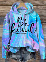 Mental Health Awareness Inspirational Be Kind Print Casual Sweatshirt Blue Purple / S