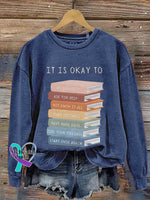 Mental Health It’s Okay To Not Be Motivational Kids Art Casual Print Sweatshirt Blue / S