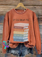Mental Health It’s Okay To Not Be Motivational Kids Art Casual Print Sweatshirt Orange / S