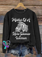 Mother Of A Rare Disease Warrior Care For Rare Zebra Ribbon Awareness Casual Sweatshirt Black / S