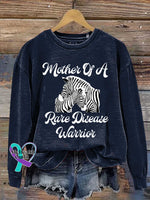 Mother Of A Rare Disease Warrior Care For Rare Zebra Ribbon Awareness Casual Sweatshirt Blue / S